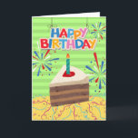 Geburtstag für Hubby Husband-Stück Cake Karte<br><div class="desc">Happy Birthday Hubby Husband Papier Grußkarte mit einer farbigen Abbildung eines Stückes geschichteten Schokoladenkuchen. Helles Design mit Happy Birthday Schild,  Konfetti,  Streamer und Feuerwerk. Spaß Kuchen drin. Art,  Bild und Vers Copyright © Shoaff Ballanger Studios,  2022.</div>