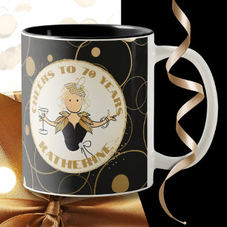 Geburtstag für ihren lustigen Cartoon Fab Black Go Zweifarbige Tasse