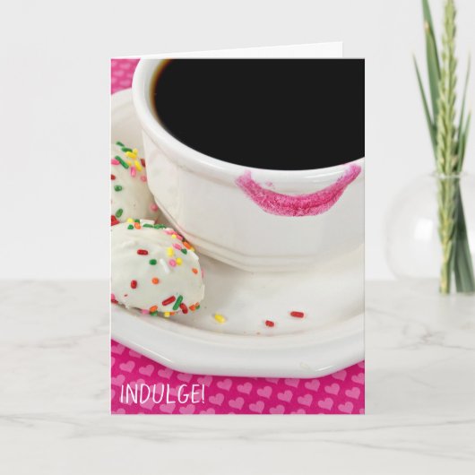 Geburtstag für Ihrlippenstift auf Kaffeetasse Karte (Vorderseite)
