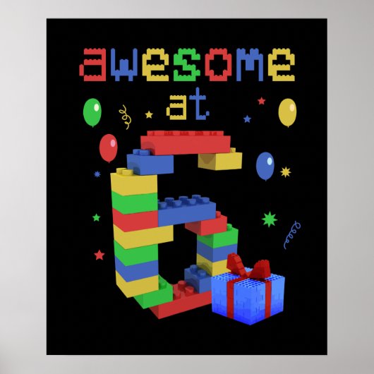 Geburtstag für Kinder 6 Gebäude Steine 2016 Poster (Vorne)