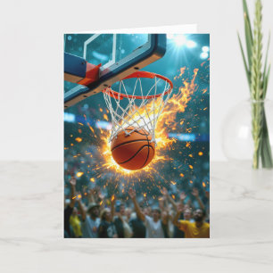 Geburtstag für Nephew Flaming Basketball im Netz Karte