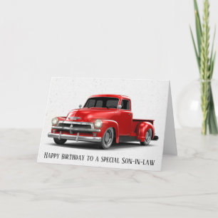 Geburtstag für Schwiegersohn Retro-Roter LKW Karte