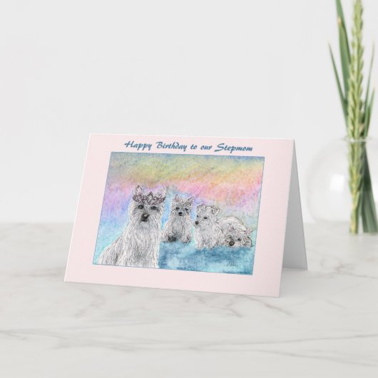 Geburtstag für Stepmutter, Westberland-Terrier Karte (Vorderseite)