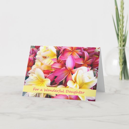 Geburtstag für Tochter Plumeria Frangipani Blooms Karte (Vorderseite)
