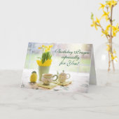 Geburtstag Gebetsschrift Tee Party und Affodien Karte (Gelbe Blume)