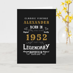 Geburtstag Geboren 1952 Vintages Schwarzes Gold Karte
