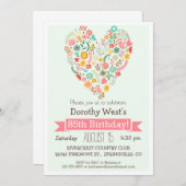 Geburtstag, Geburtstagsparty, Niedliches Blumenher Einladung (Vorne/Hinten)