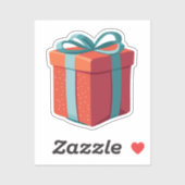 Geburtstag Gegenwart mit blauem Bow Aufkleber (Blatt)