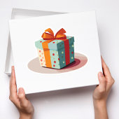 Geburtstag Gegenwart mit Orange Bow Aufkleber