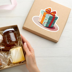 Geburtstag Gegenwart mit Orange Bow Aufkleber