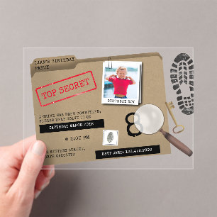 Geburtstag Geheimagent Spion Detektiv Mystery Kind Acryleinladungen