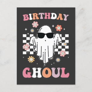 Geburtstag Ghoul Ghost Halloween Groovy Retro Einladungspostkarte
