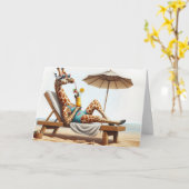 Geburtstag Giraffe Drinken einen Strandcocktail Karte (Gelbe Blume)