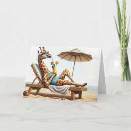 Geburtstag Giraffe Drinken einen Strandcocktail Karte