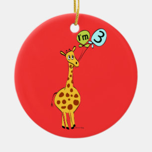 Geburtstag Giraffe und Balloons Keramik Ornament