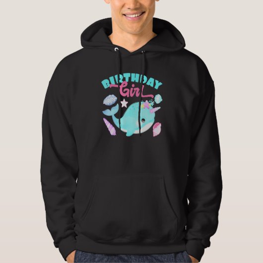 Geburtstag Girl Cake Candle Narwale Tiere Fischen  Hoodie (Vorderseite)