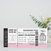 Geburtstag Girl Flight Ticket Einladen individuell Einladung (Stehend Vorderseite)