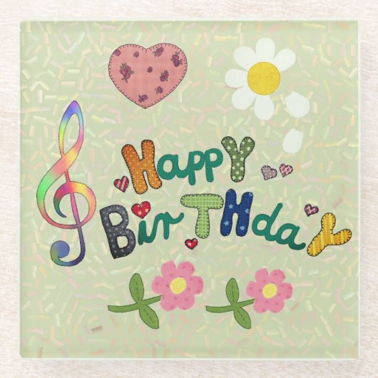 Geburtstag Glasuntersetzer (Vorderseite)