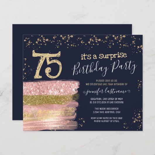 Geburtstag Glitzer Cake Überraschung Budget (Vorne/Hinten)