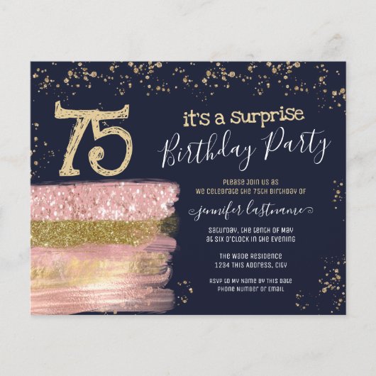 Geburtstag Glitzer Cake Überraschung Budget (Vorderseite)