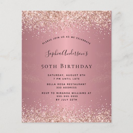 Geburtstag Glitzer Rose Gold (Vorderseite)