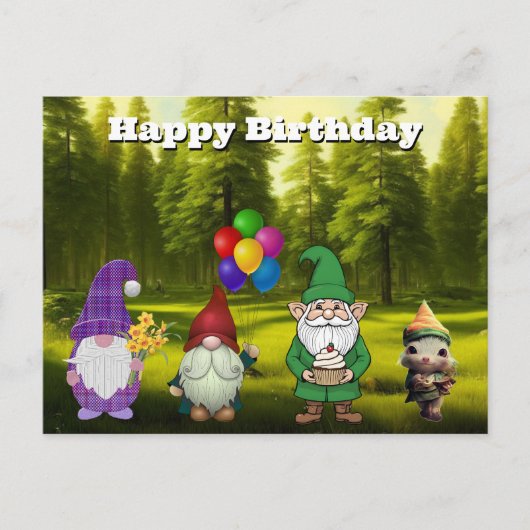 Geburtstag Gnome Postkarte (Vorderseite)
