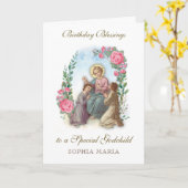 Geburtstag Godchild Katholische Jesus mit Kindern Karte (Gelbe Blume)