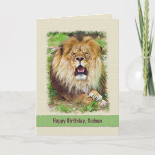 Geburtstag, Godson, Lion Karte