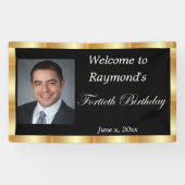 Geburtstag, Gold Foil, Schwarz Banner (Horizontal)