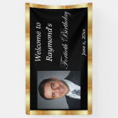 Geburtstag, Gold Foil, Schwarz Banner (Vertikal)