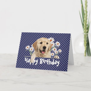 Geburtstag Golden Retriever auf Polka Dots Karte