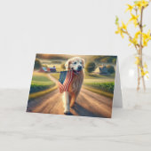 Geburtstag Golden Retriever mit amerikanischer Fla Karte (Gelbe Blume)