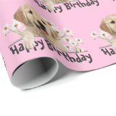 Geburtstag Golden Retriever und Daisies Geschenkpapier (Rolleneckpunkt)