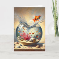 Geburtstag Goldfish springt aus Fishbowl