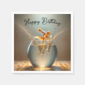Geburtstag Goldfish springt aus Fishbowl Serviette (Vorderseite)