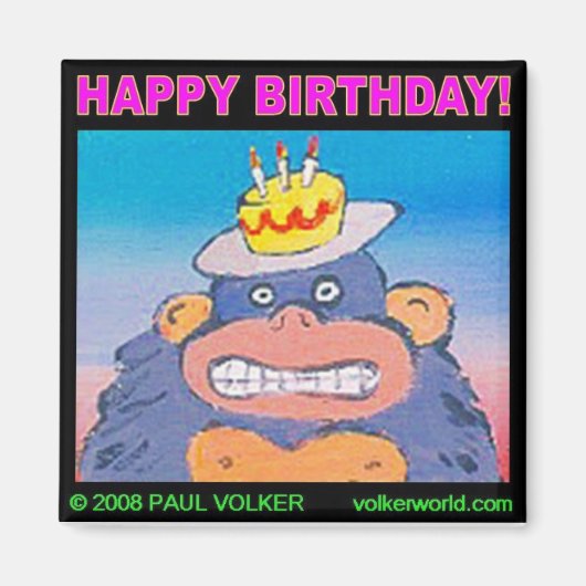 GEBURTSTAG GORILLA $ 3,00 MAGNET (Vorne)