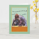 Geburtstag, Gorilla am Schreibtisch Karte (Gelbe Blume)