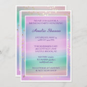 Geburtstag Graduate Pink Pastel Confetti Foto Einladung (Vorne/Hinten)