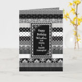 Geburtstag, GRANDDAUGHTER, Schwarz/Weiß-Druckschic Karte (Gelbe Blume)