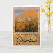 Geburtstag Grandson, Sunkissed Winter Bäume. Karte (Gelbe Blume)