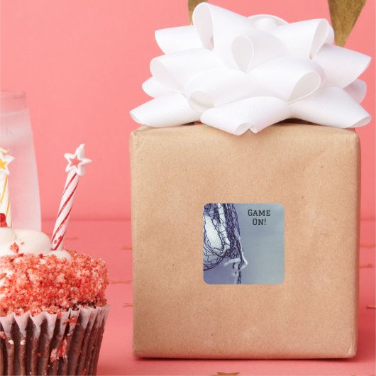 Geburtstag Grau Net & Volleyball Square Sticker (Party)