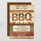 Geburtstag Grillen Vintage Designeinladungen Einladung (Vorne/Hinten)