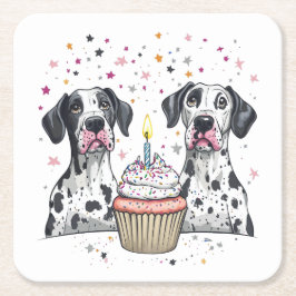 Geburtstag Große Dane Hunde Cupcake Rechteckiger Pappuntersetzer