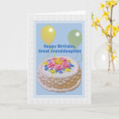 Geburtstag, große Enkeltochter, Kuchen und Balloon Karte (Gelbe Blume)