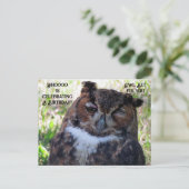 Geburtstag Große Horned Owl Postkarte (Stehend Vorderseite)