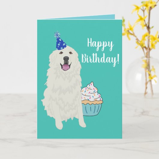 Geburtstag Große Pyrenäen Hundekarte Karte (Gelbe Blume)