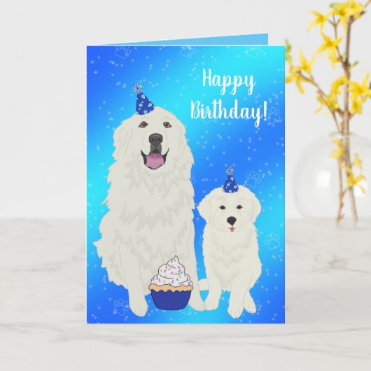 Geburtstag Große Pyrenäen Hundekarte Karte (Gelbe Blume)