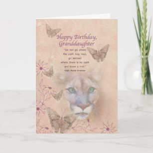 Geburtstag, Großtochter, Cougar und Schmetterlinge Karte
