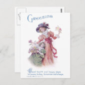 Geburtstag Gruß von Frau & Mädchen Postkarte (Vorne/Hinten)