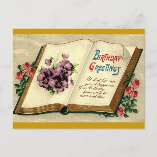 Geburtstag Grußbuch Blume Vintag 1912 Postkarte (Vorderseite)